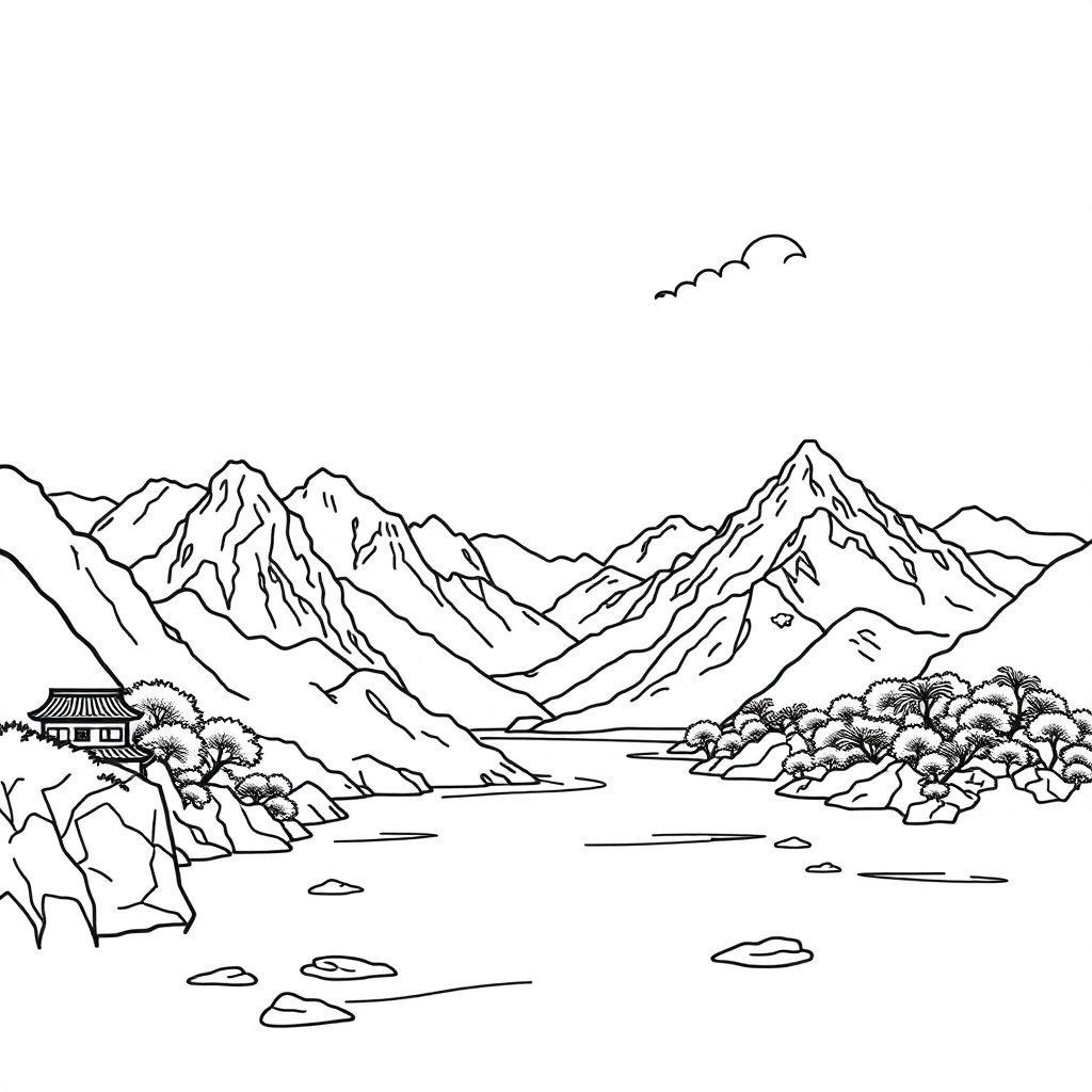 中國山水 Páginas para Colorear