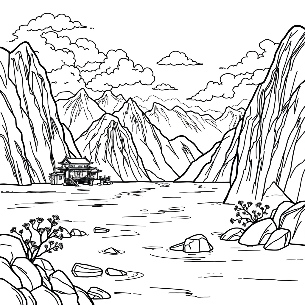 中國山水 Páginas para Colorear