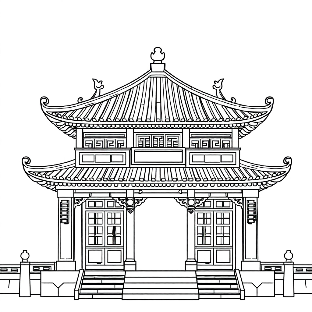  chinese architecture Páginas para Colorear