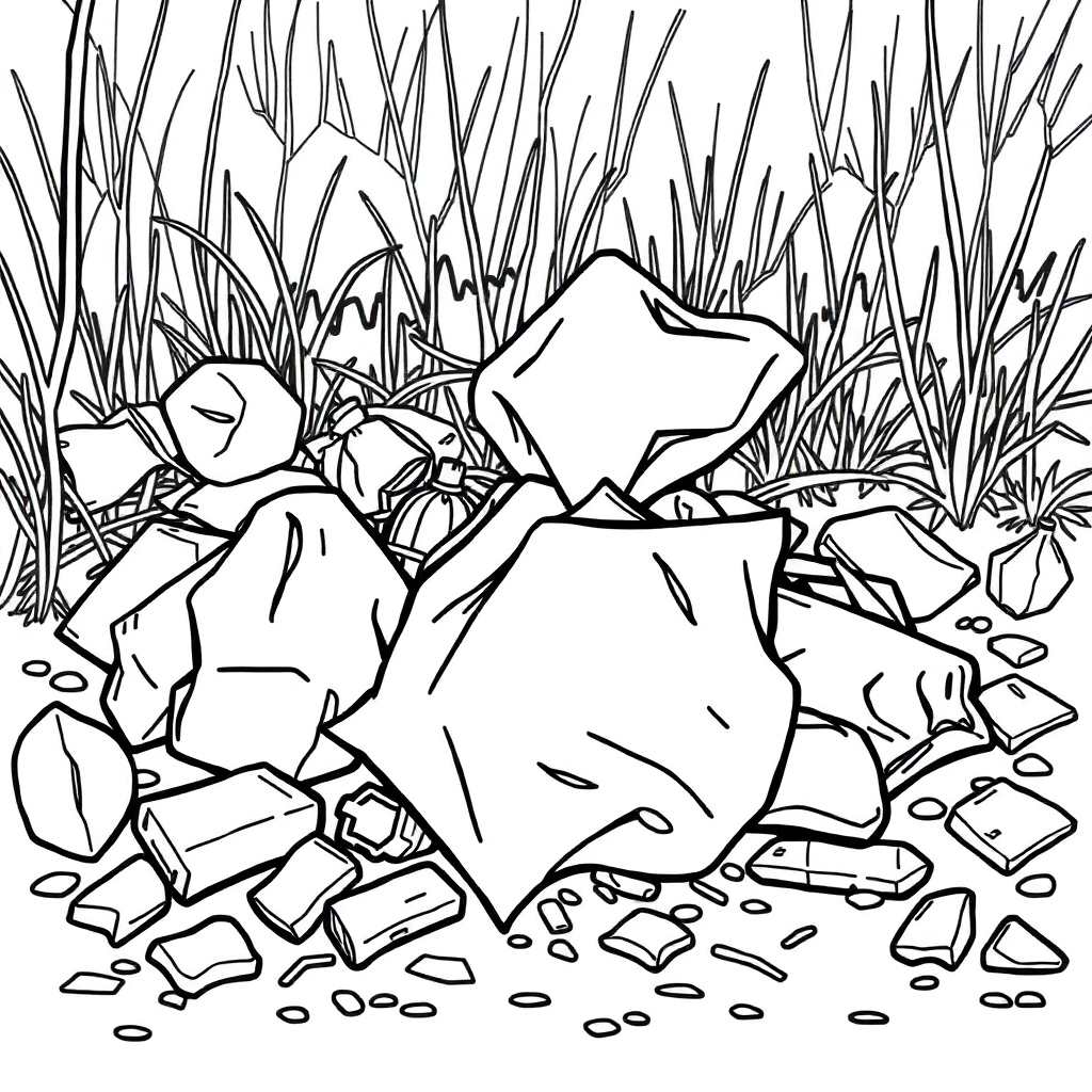 real rubbish on ground Páginas para Colorear