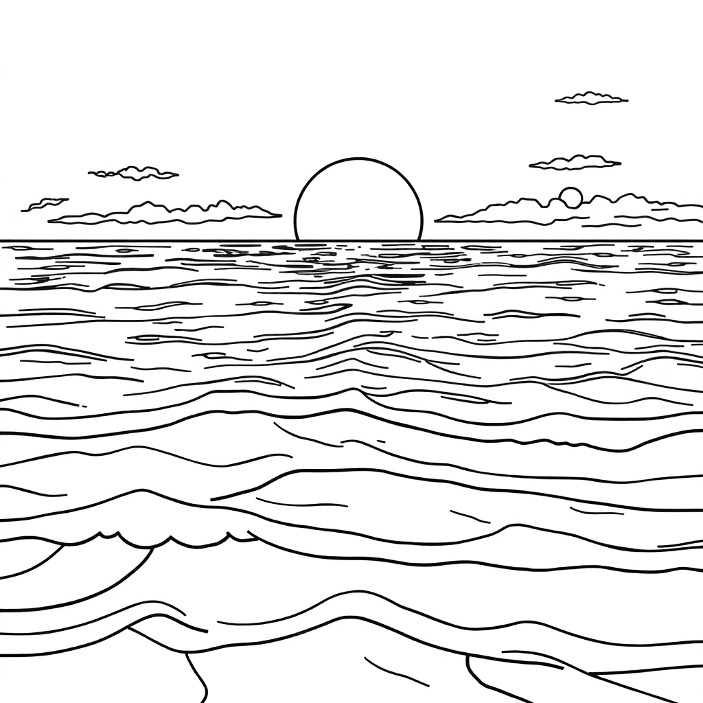Ocean Sunset Coloring Pages