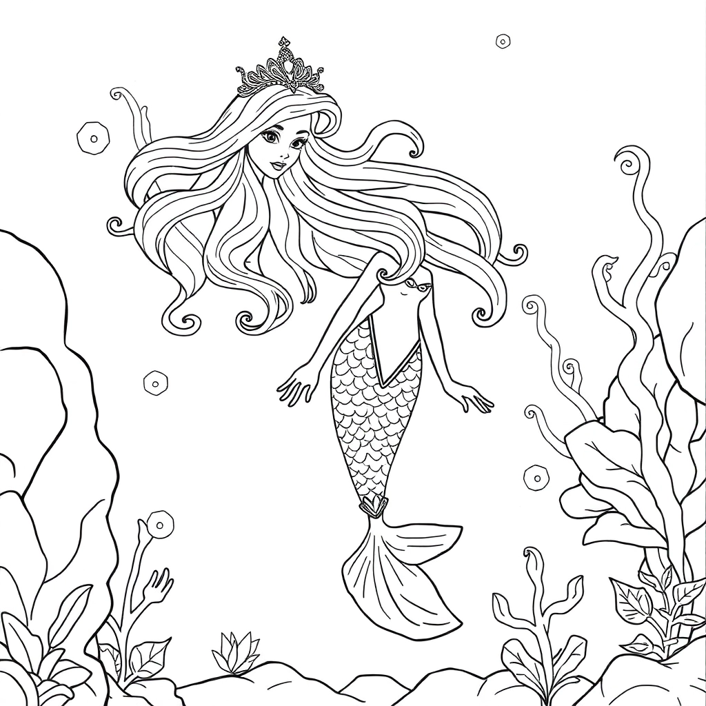 Mermaid Kingdom Páginas para Colorear