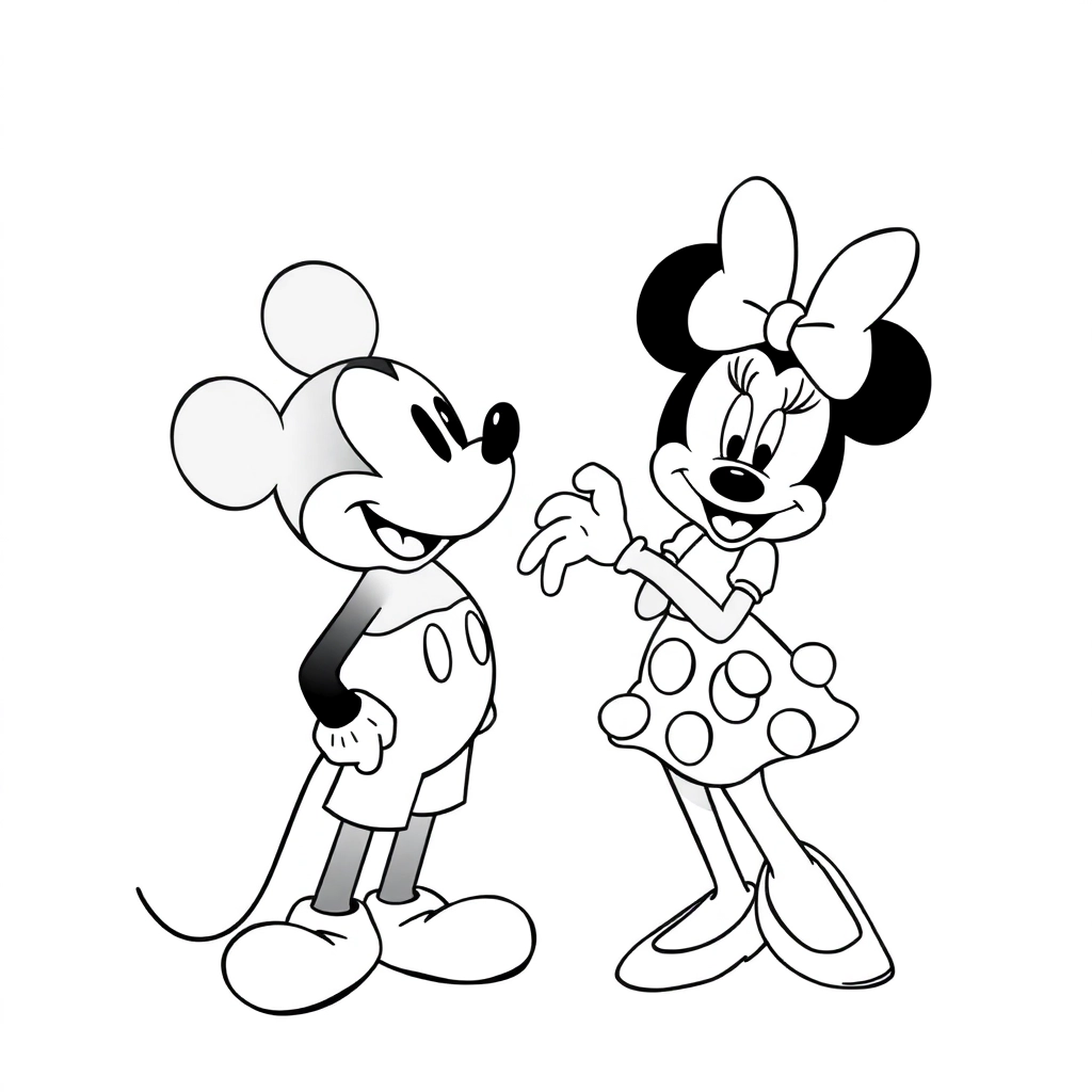 Mickey and Minnie صفحات التلوين
