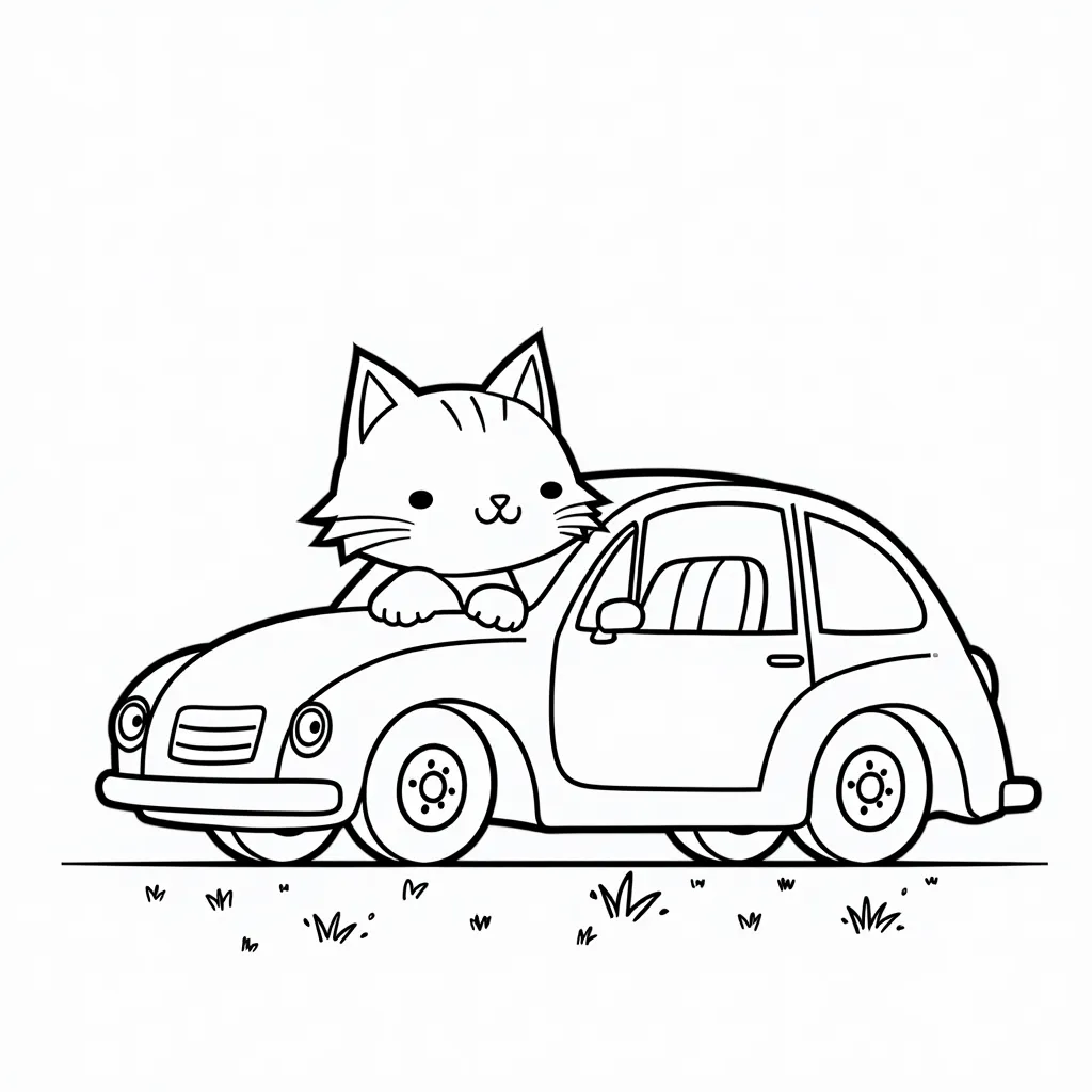 car small in home is with cat coloring pages