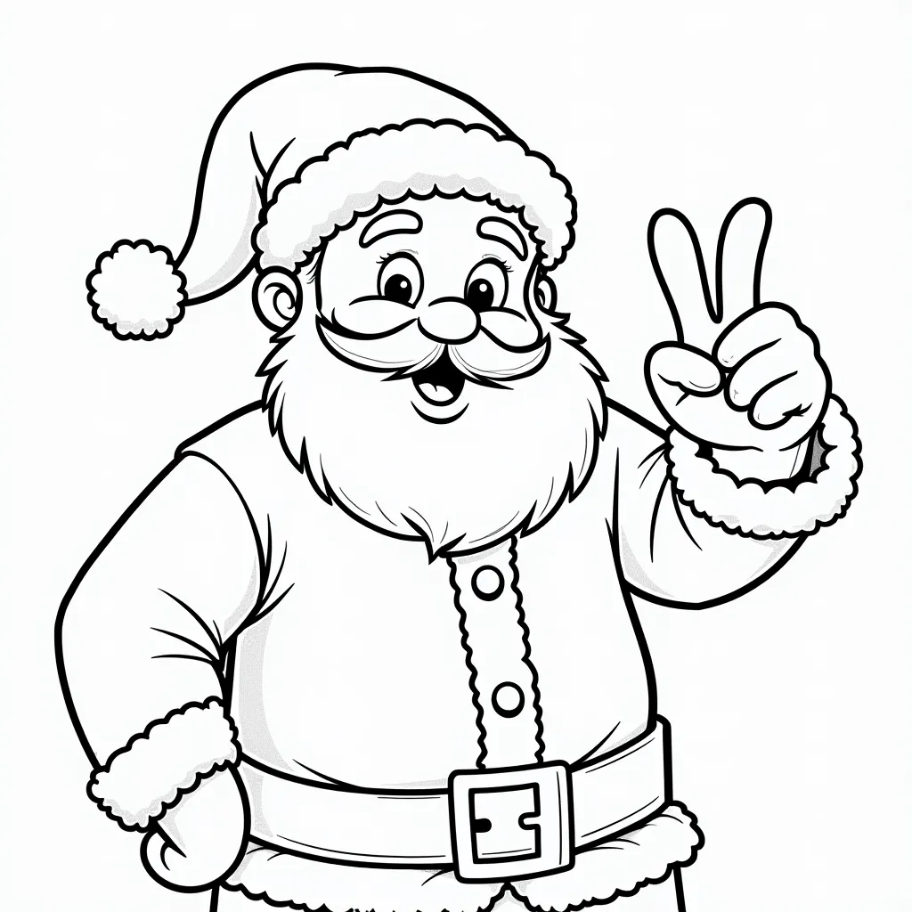 Santa Claus giving peace sign coloring pages