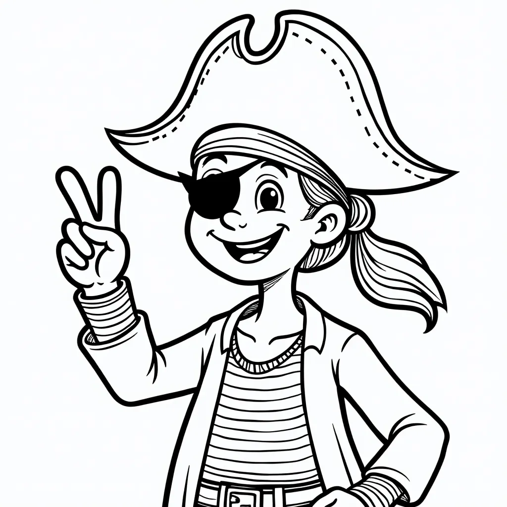 Pirate giving peace sign coloring pages