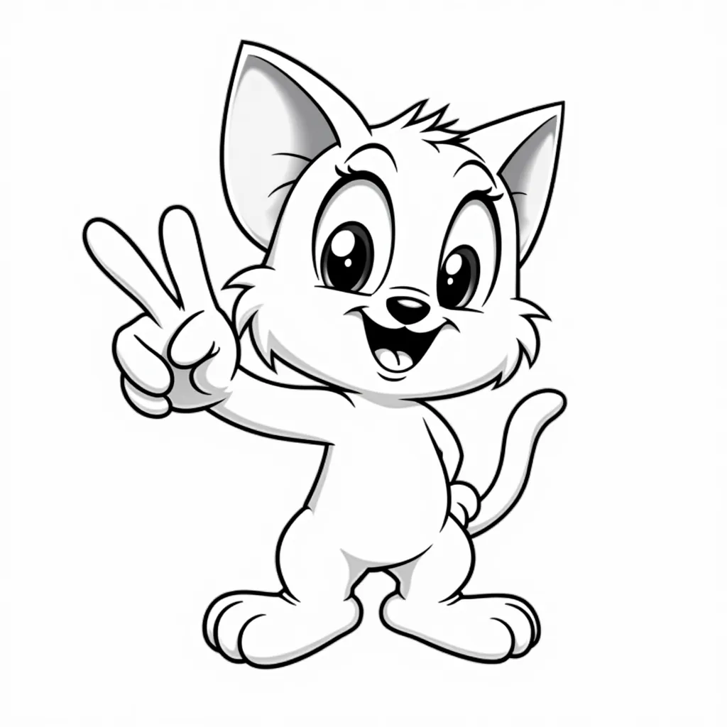 Felix the cat giving the peace sign coloring pages