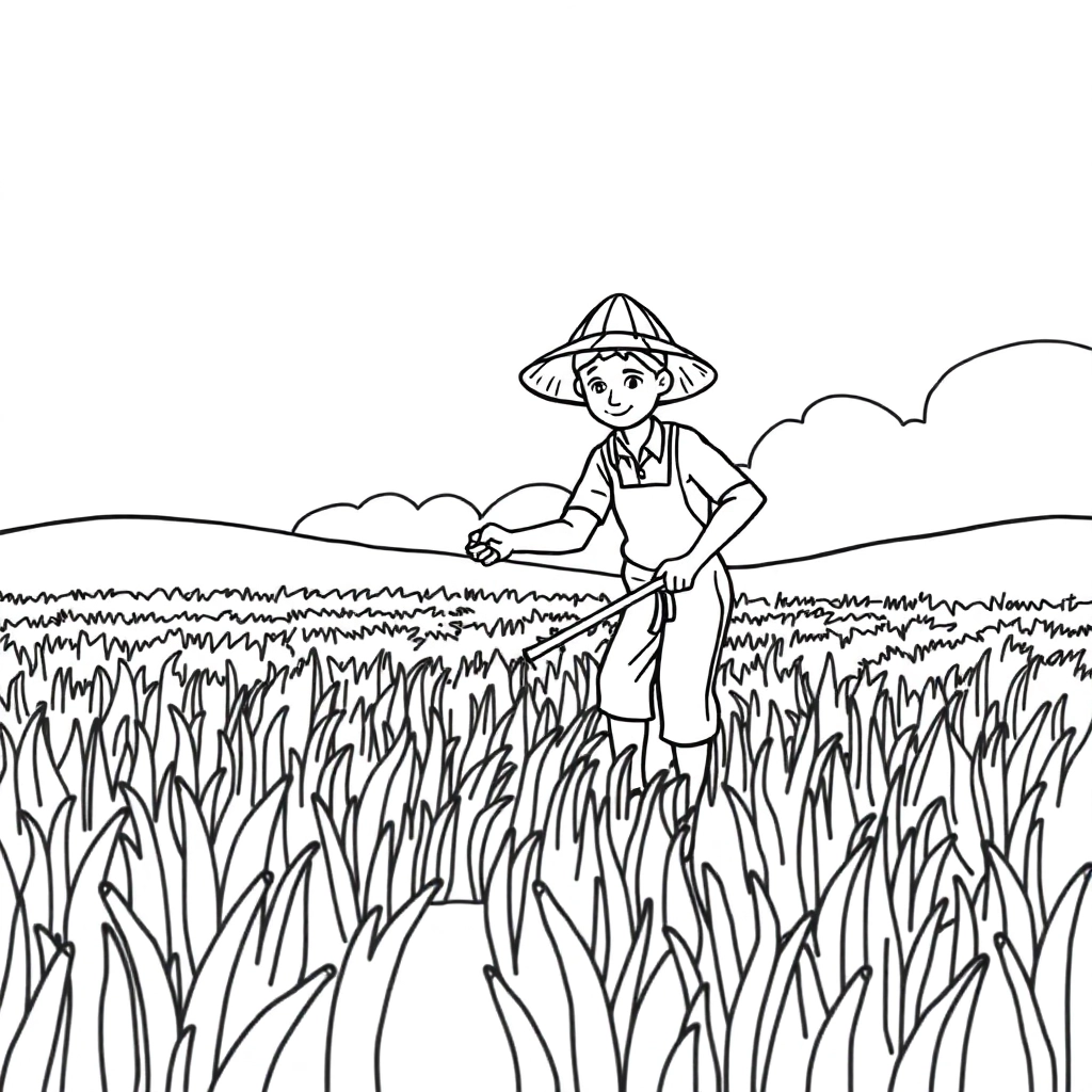 锄禾 Coloring Pages