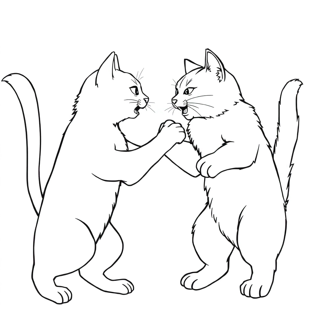 两只猫在打架 Coloring Pages