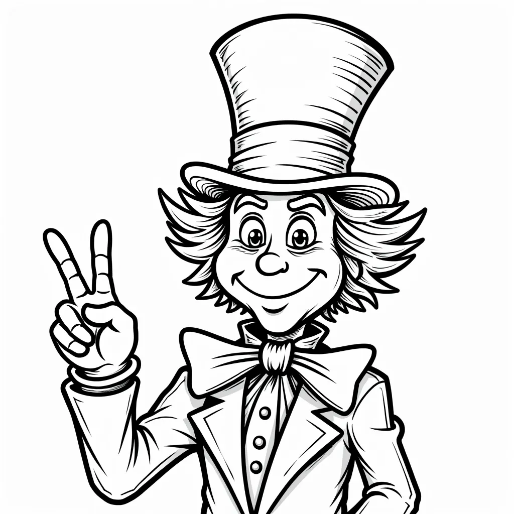 The Mad Hatter giving the peace sign coloring pages