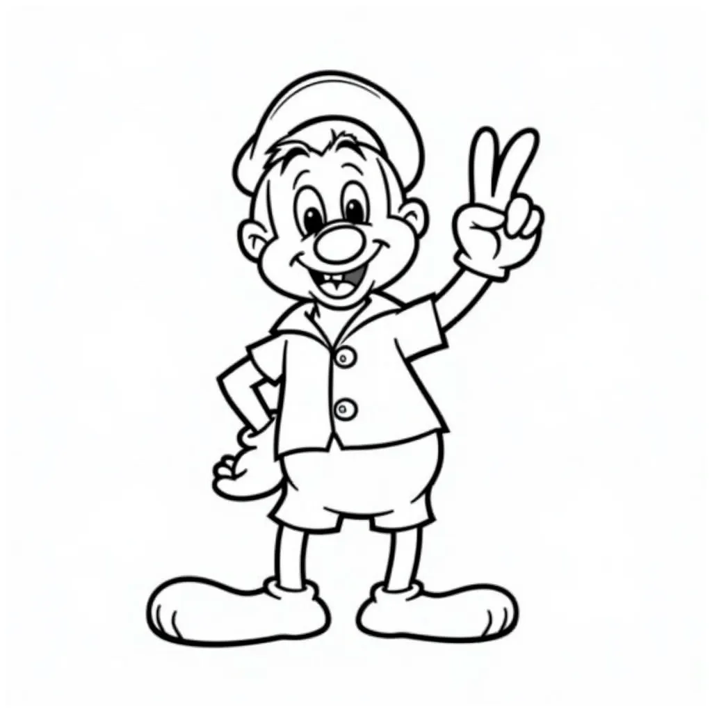 Steamboat Willie giving the peace sign coloring pages