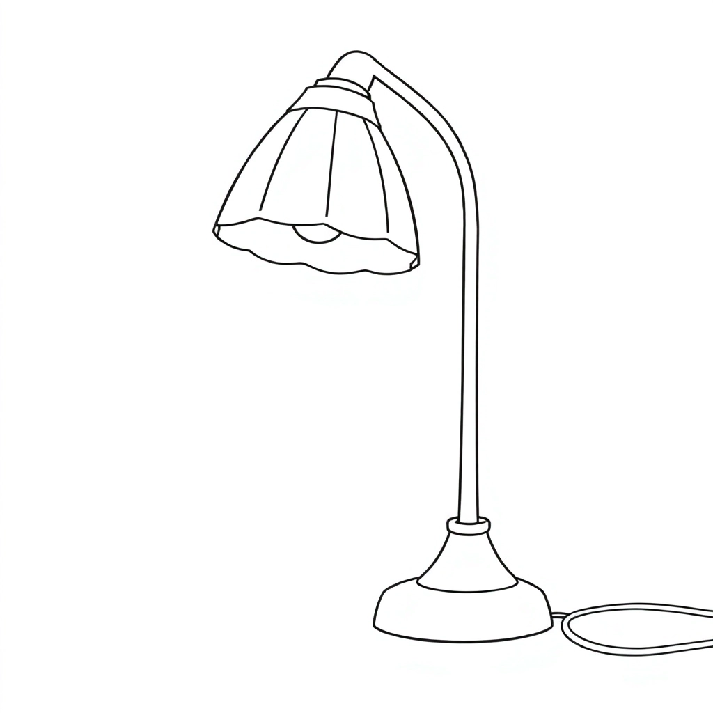 đèn bàn chiếu sáng sang bên phải Coloring Pages