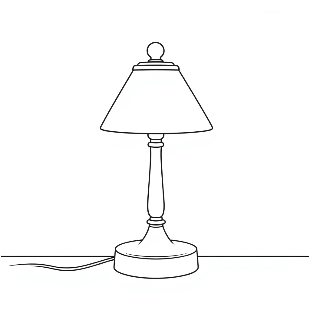 đèn bàn chiếu sáng hẳn sang bên phải  Páginas para Colorear