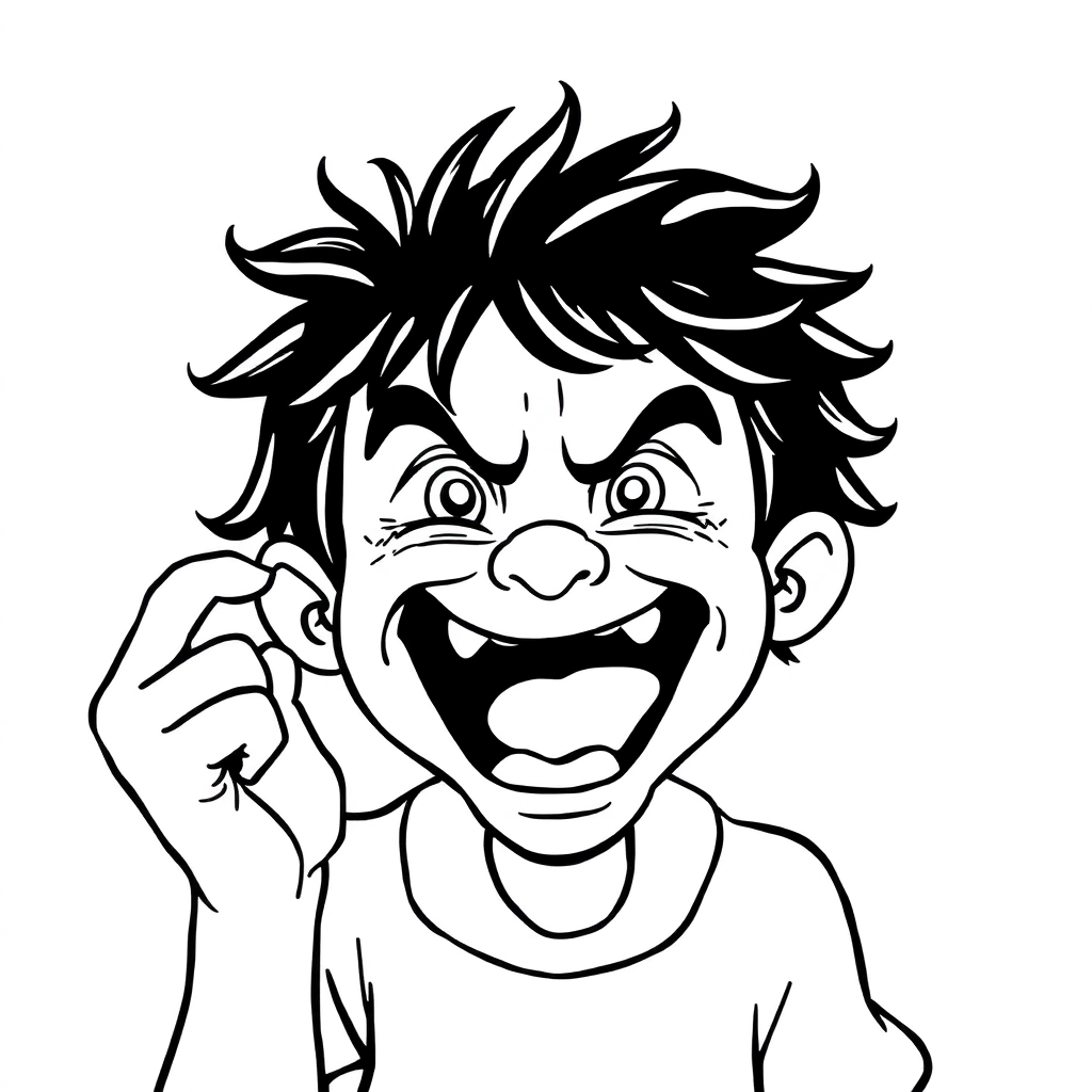 a frantic expression Coloring Pages