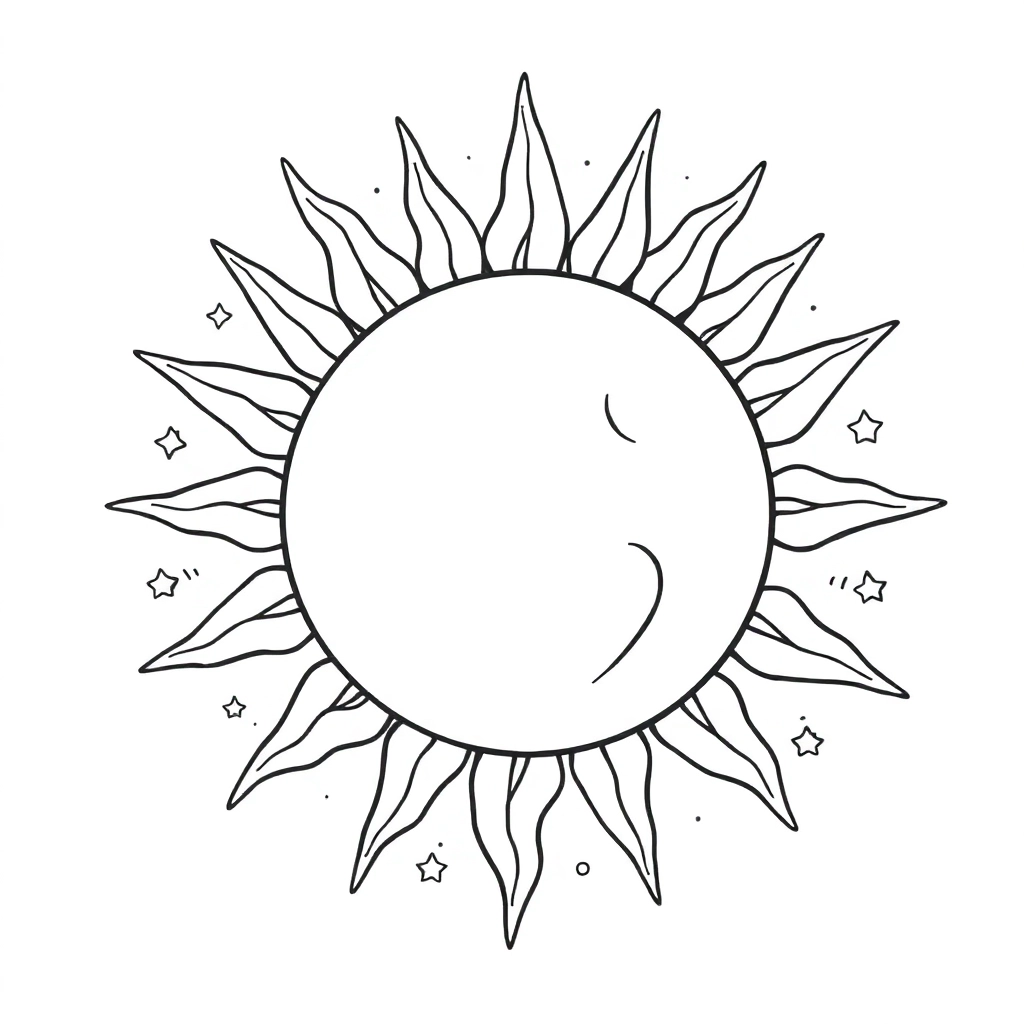 sun moon and stars tangle together complexly Coloring Pages