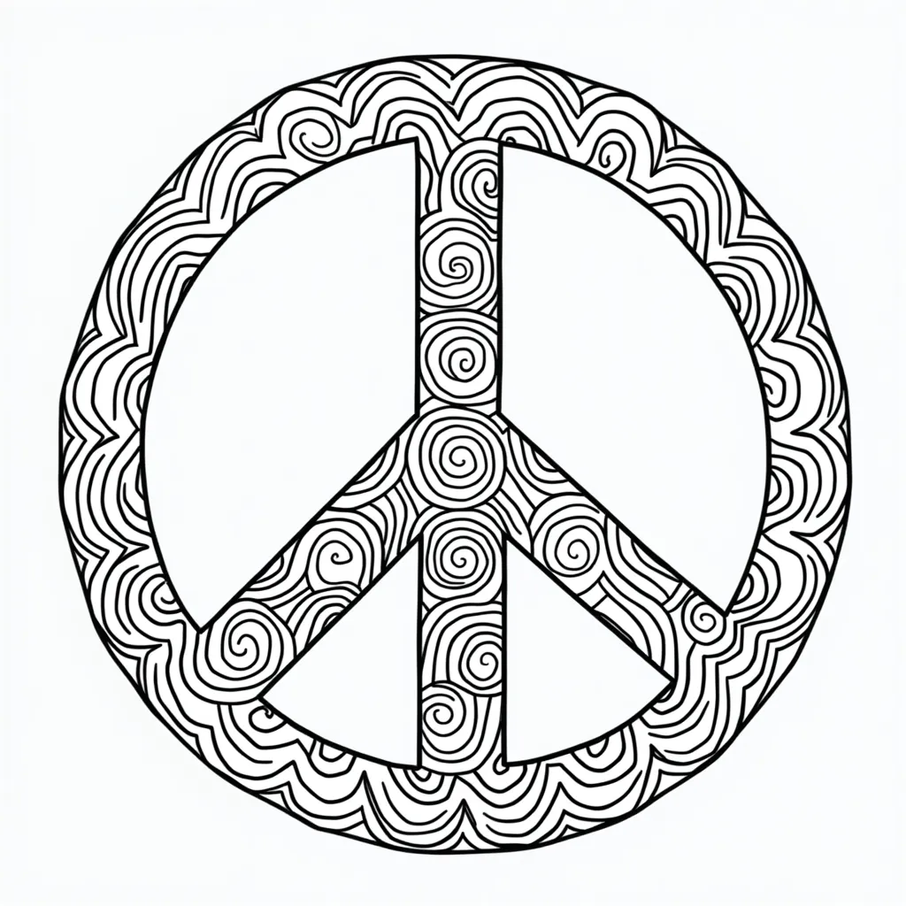 psychedelic 60s peace sign coloring pages