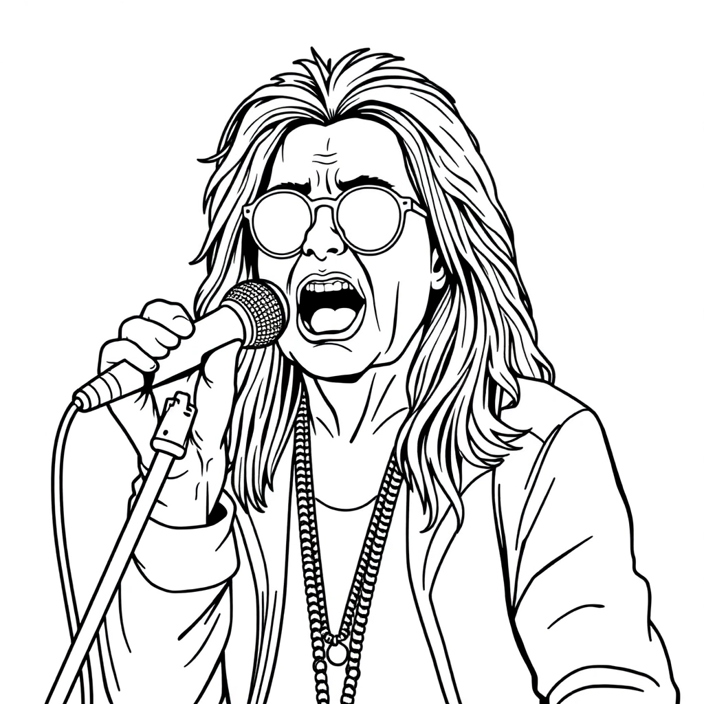 old Ozzy osborne singing with more details in the photo صفحات التلوين