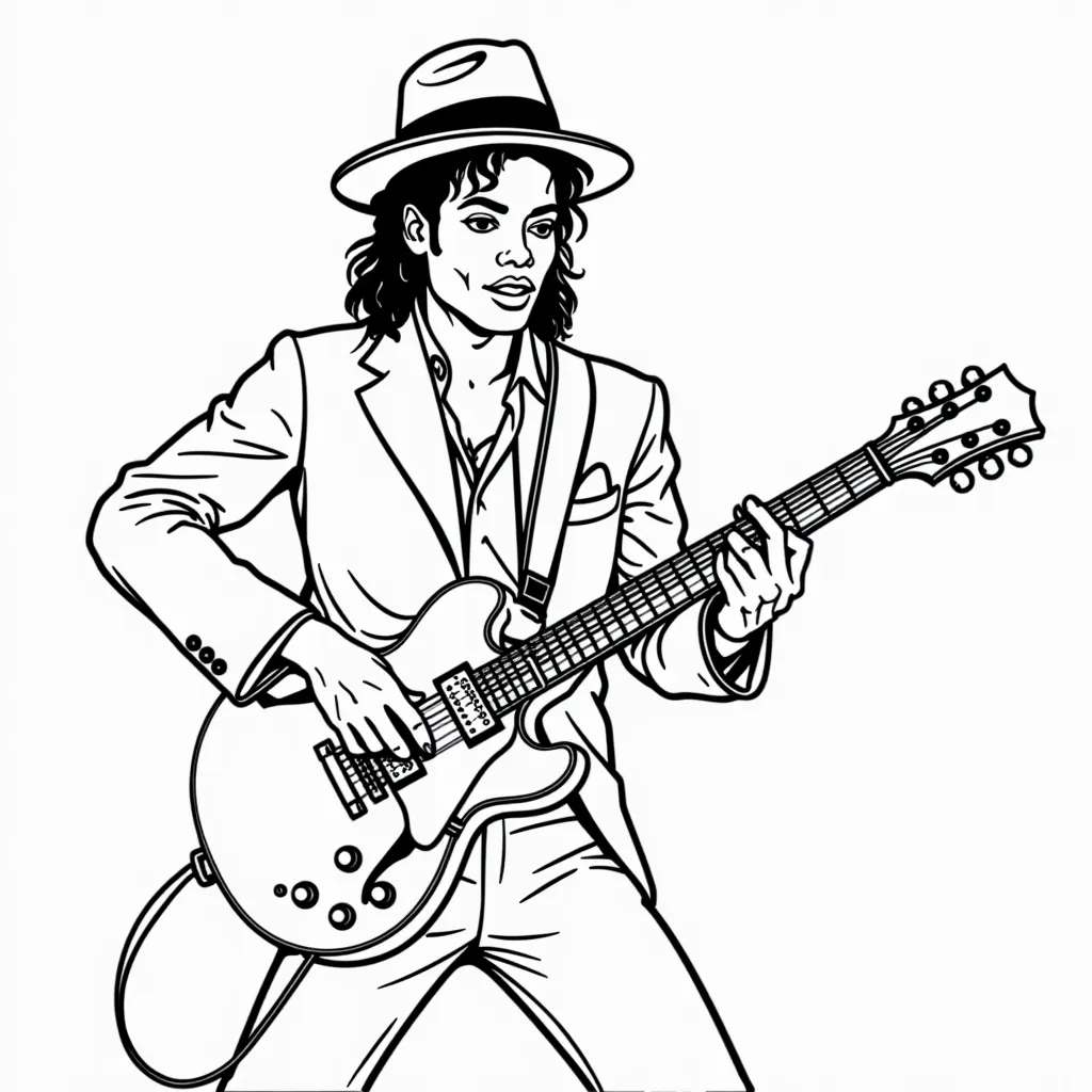 michael jackson playing guitar coloring pages