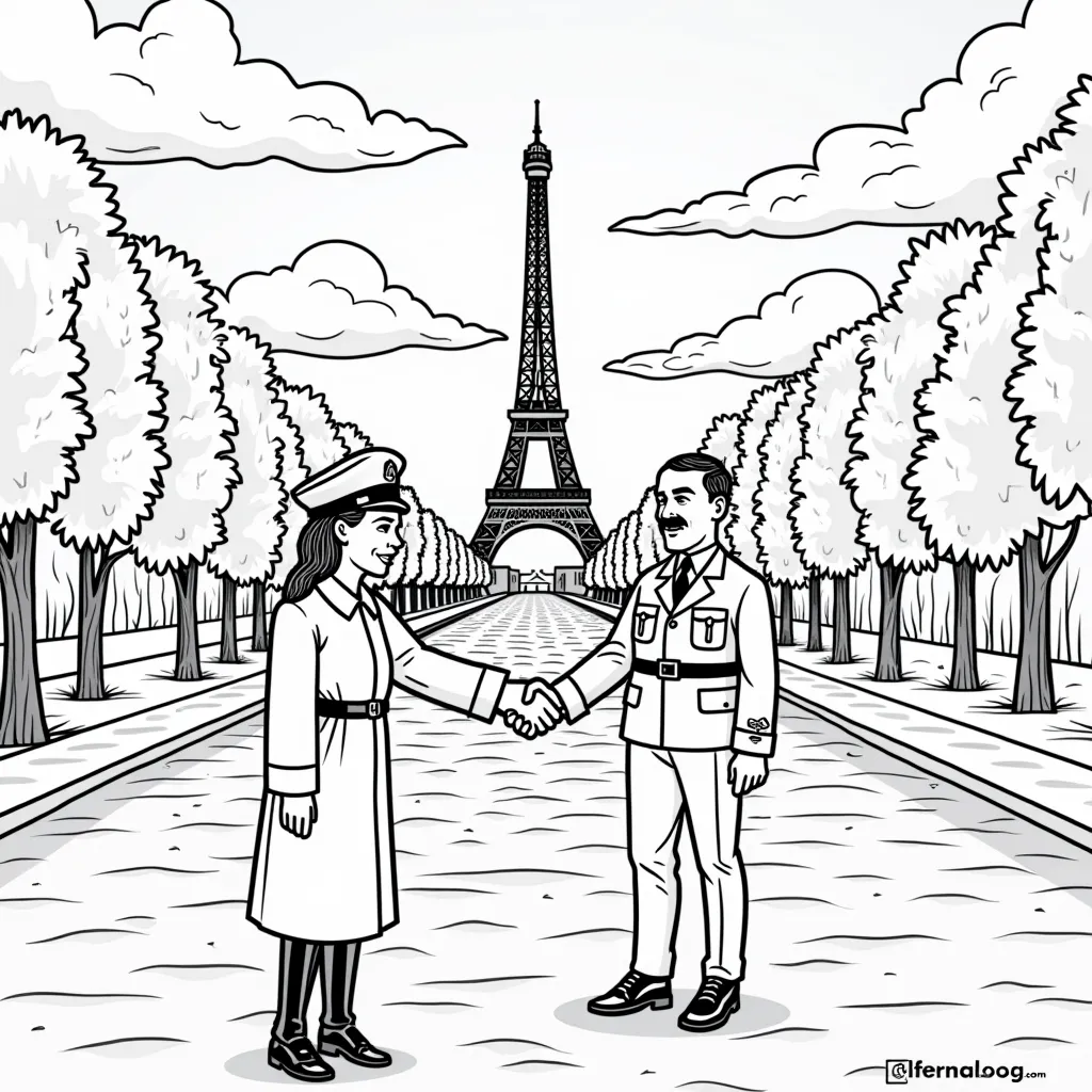 Hitler in Paris coloring pages