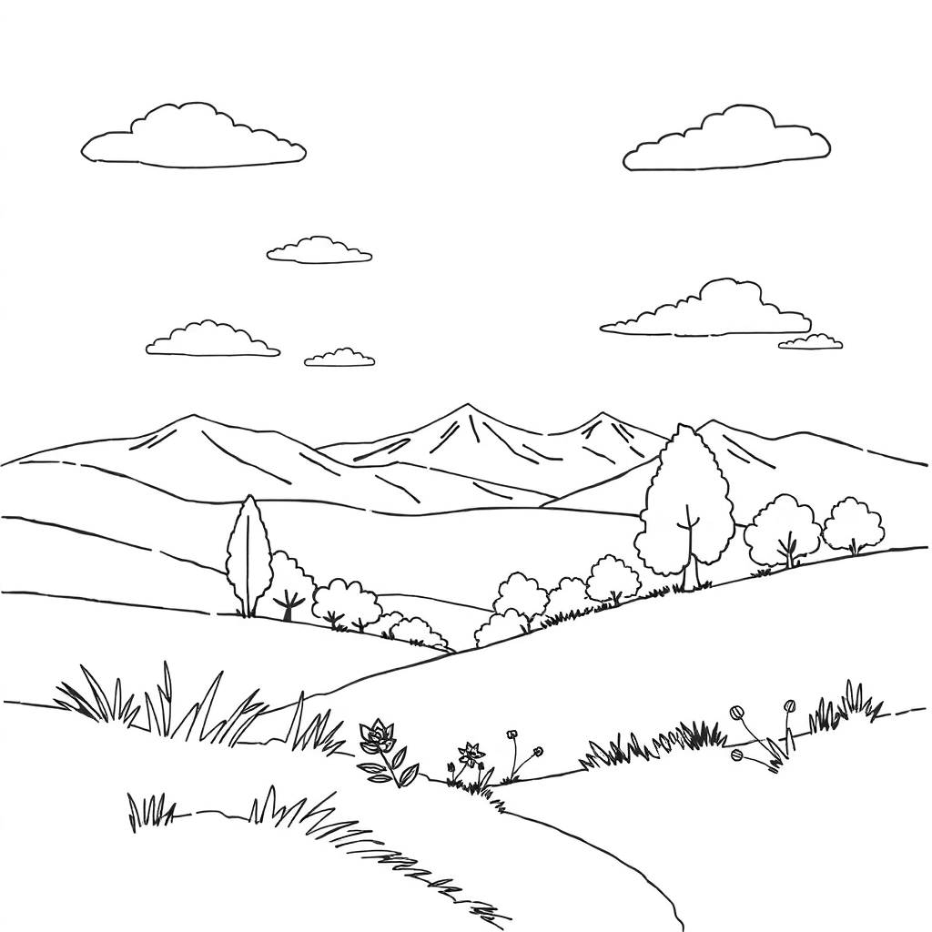 山水风景 Coloring Pages