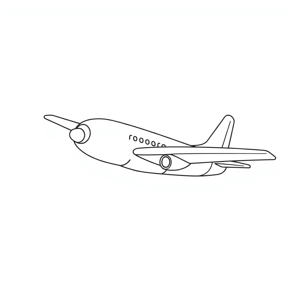 cartoon plane right Páginas para Colorear