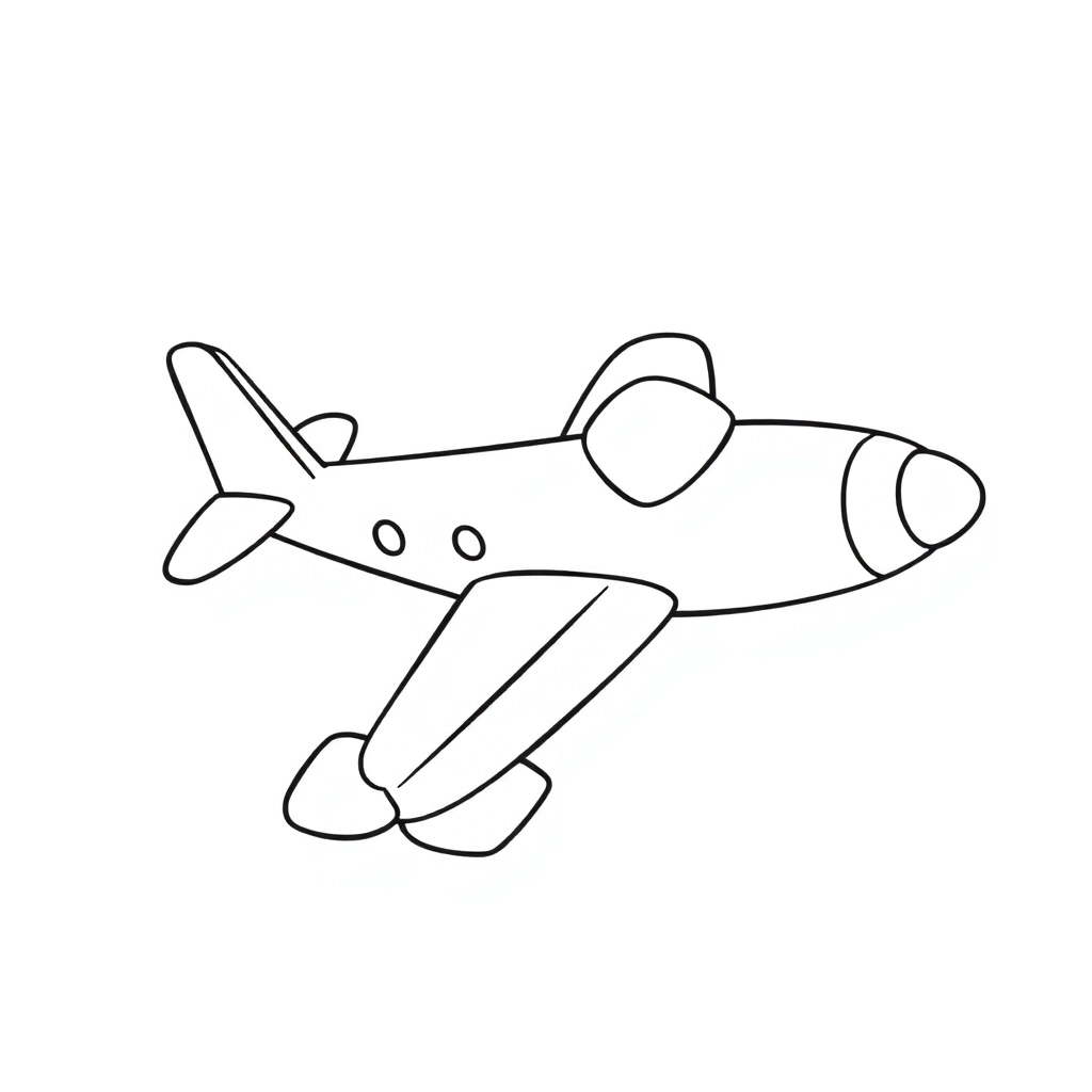 cartoon plane right Páginas para Colorear