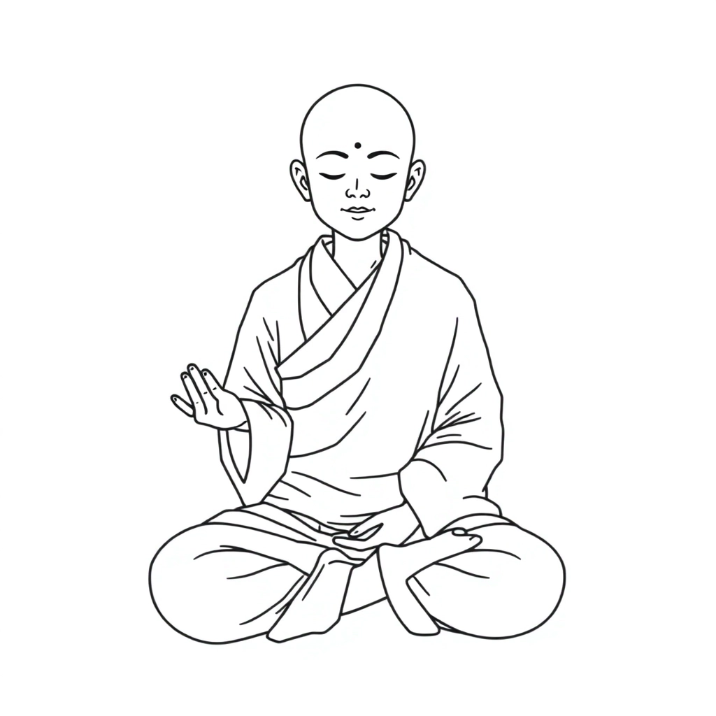 小沙彌在禪修 صفحات التلوين