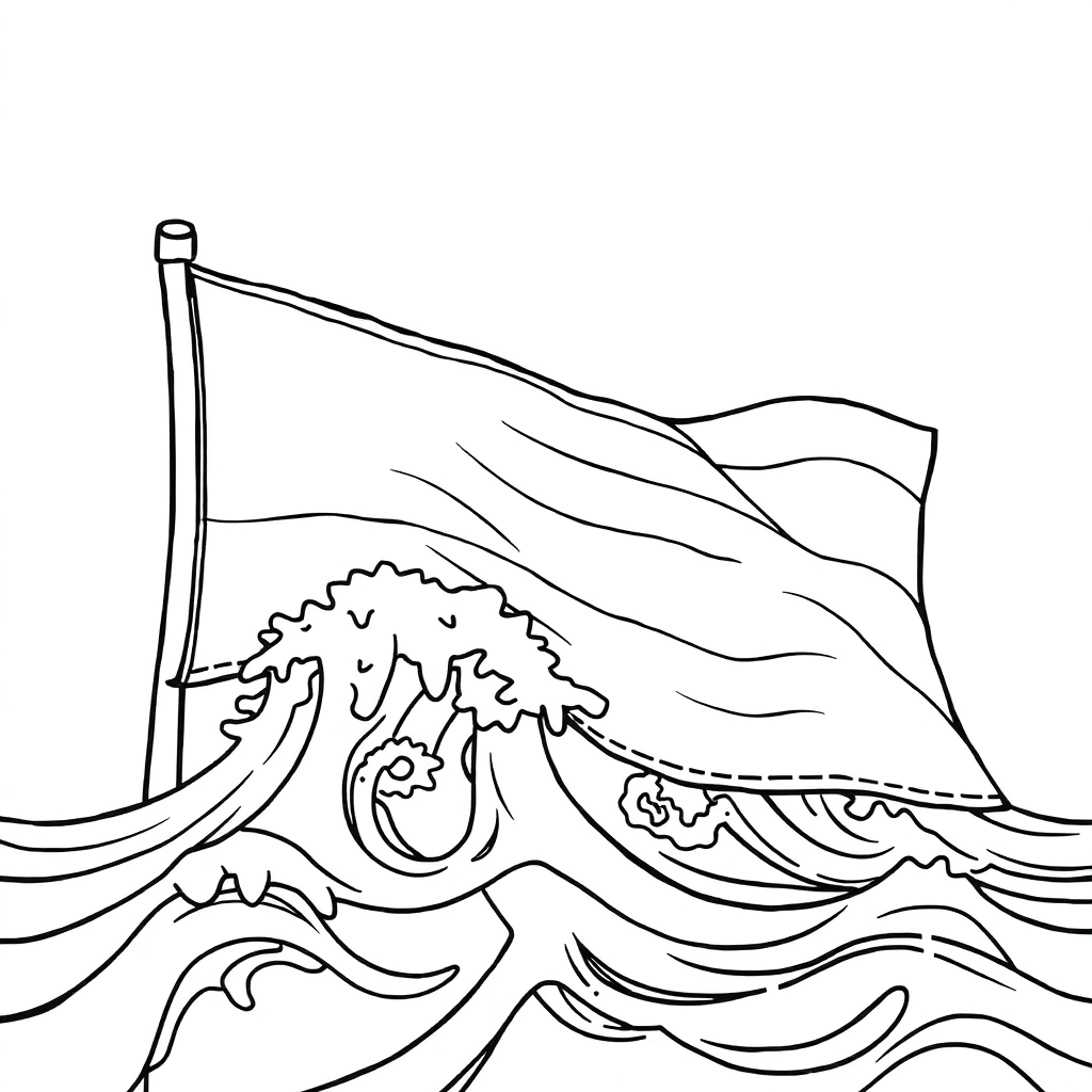 flag waves drawing صفحات التلوين
