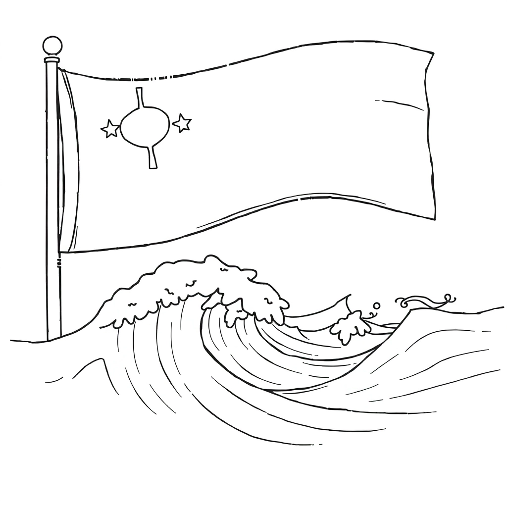 flag waves drawing Coloring Pages