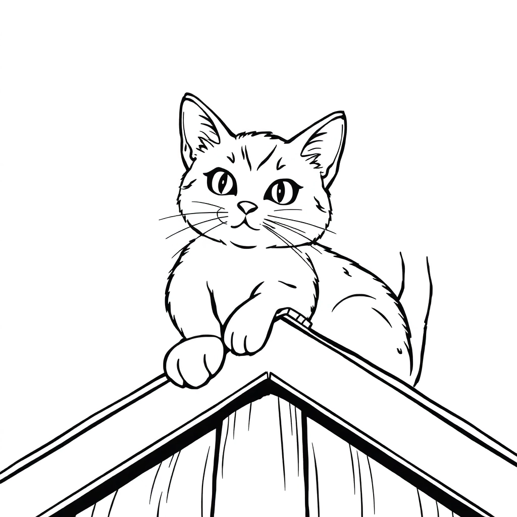 屋顶上的猫 صفحات التلوين