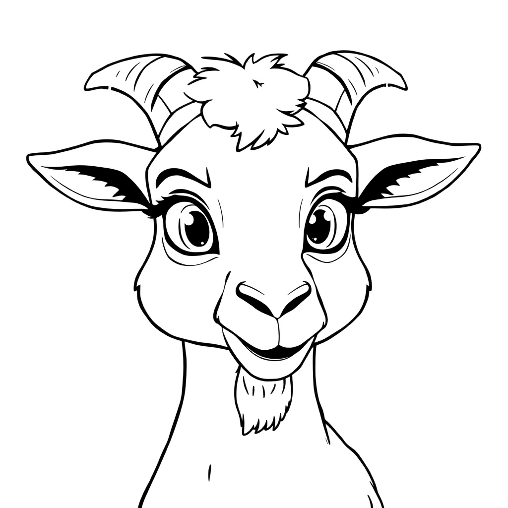 山羊表情滑稽眯着眼睛 Coloring Pages