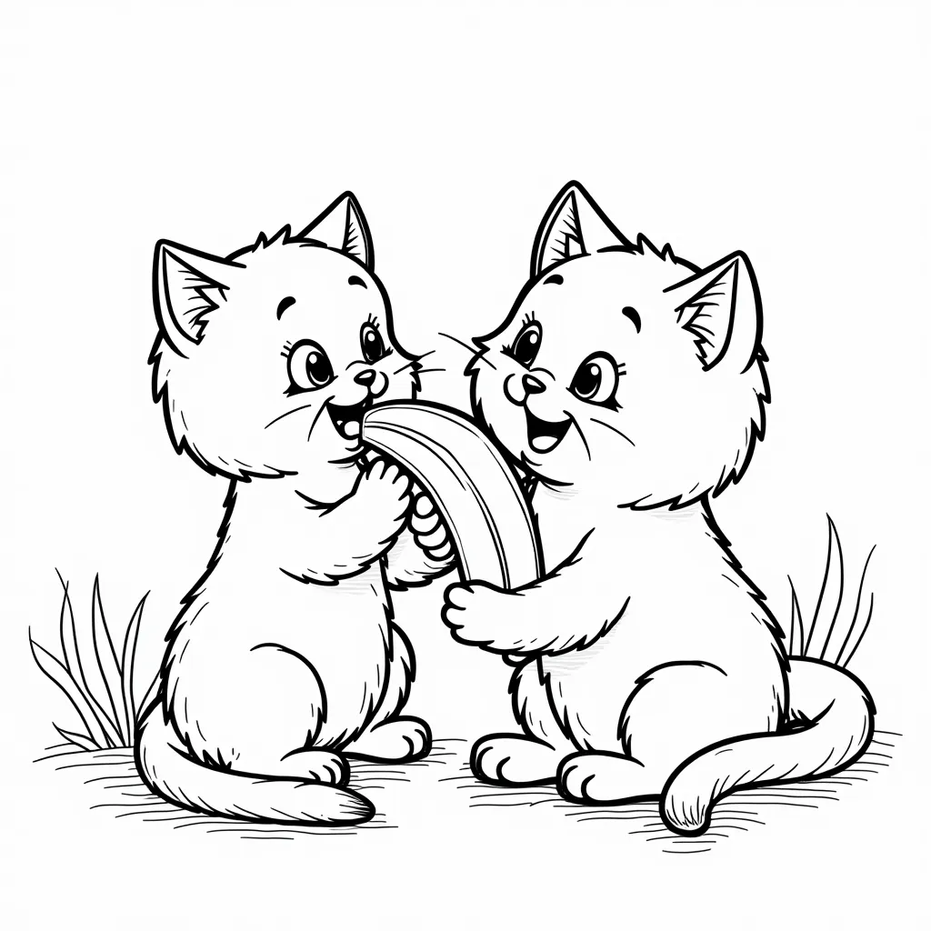 猫吃香蕉 coloring pages