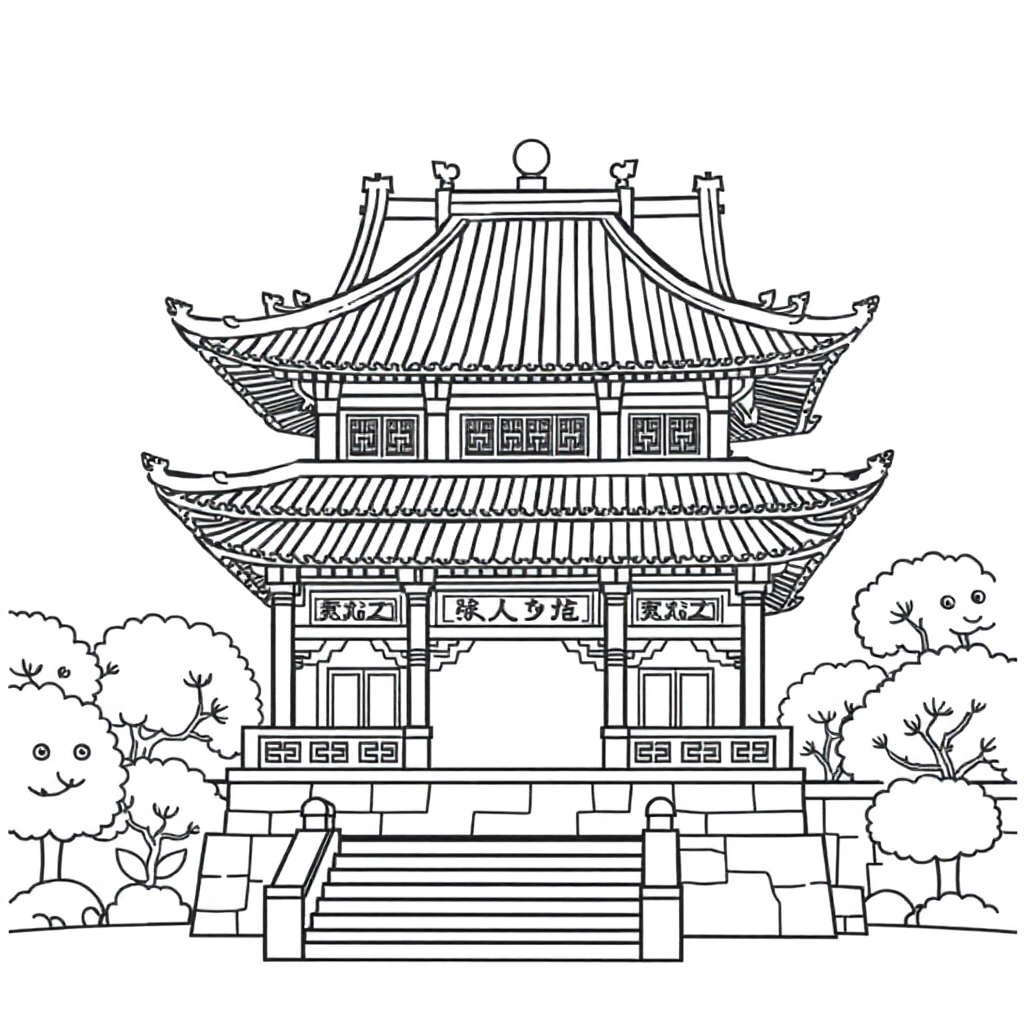 Magnificent ancient Chinese architecture Páginas para Colorear