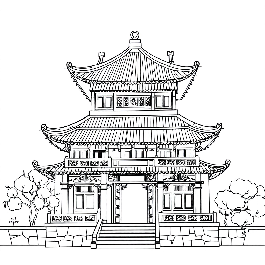 Magnificent ancient Chinese architecture Páginas para Colorear