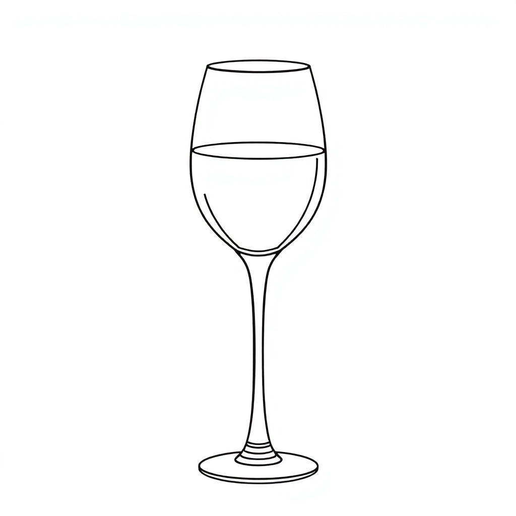A wine glass with white lines صفحات التلوين