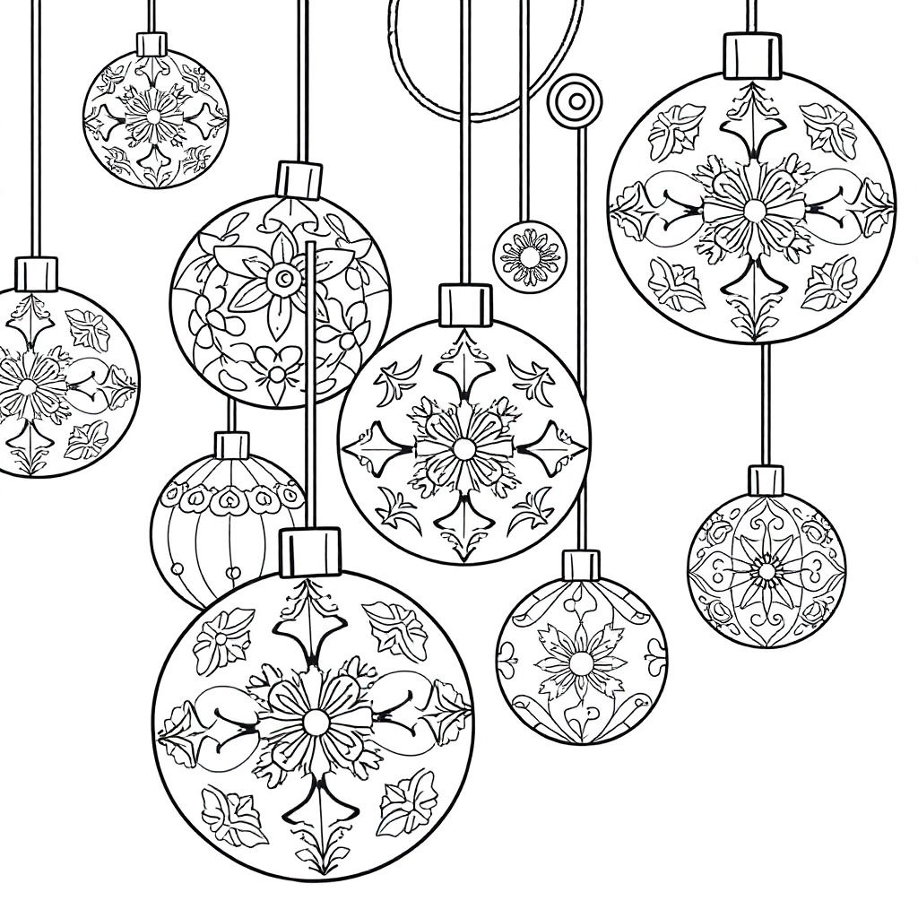 Detailed ornament balls patterns Coloring Pages