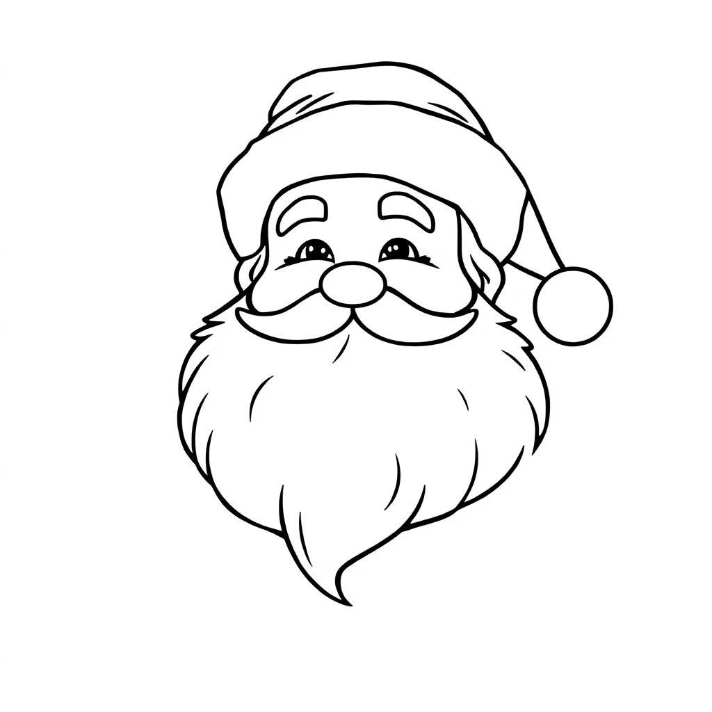 Santa's face closeup line art Páginas para Colorear
