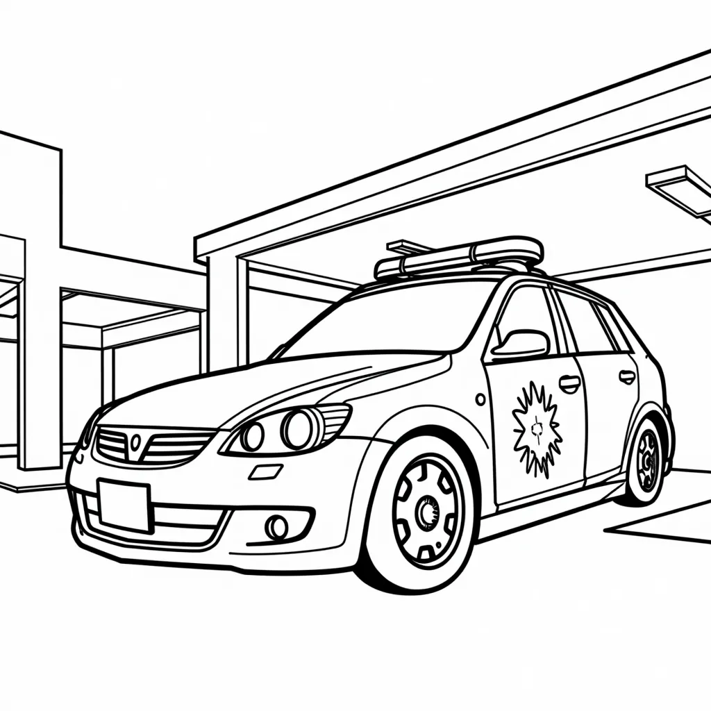 警车停车库 coloring pages