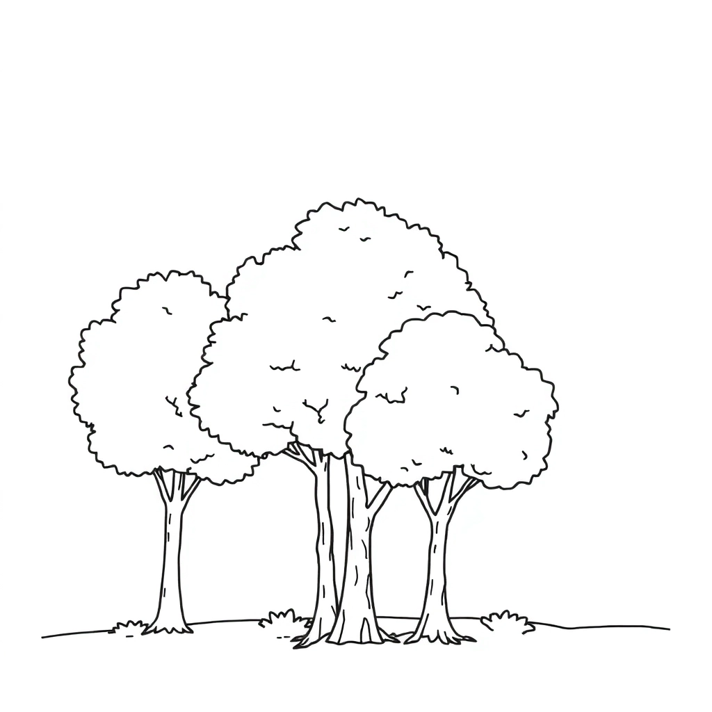 一排树木 Páginas para Colorear