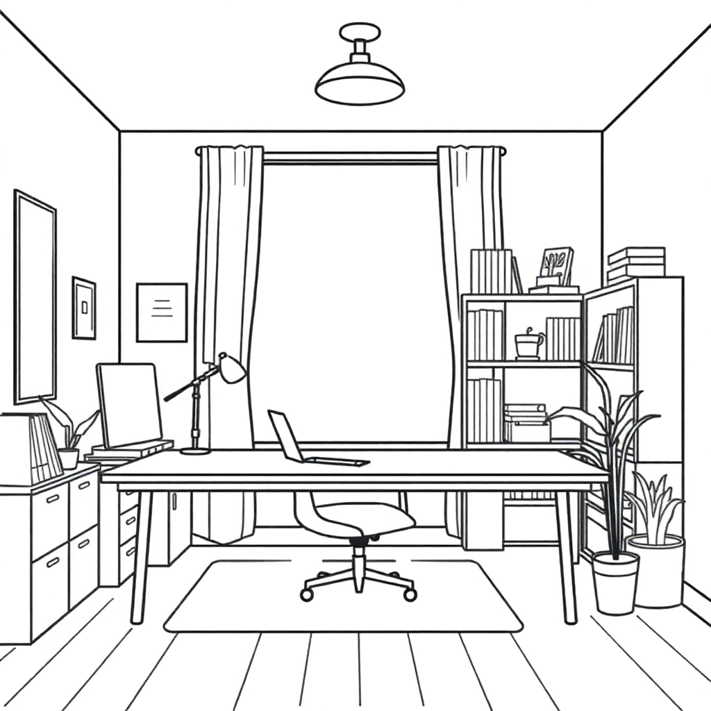 一个办公室空间 Coloring Pages