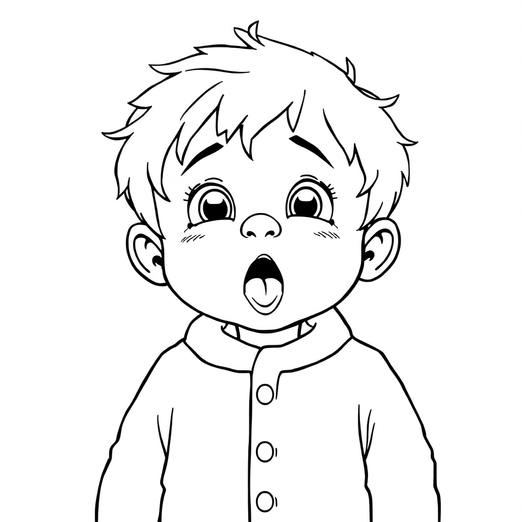 打嗝的一个小孩子 Coloring Pages