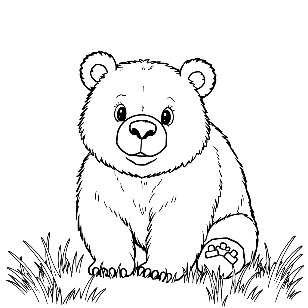 Draw a little bear with a head Páginas para Colorear