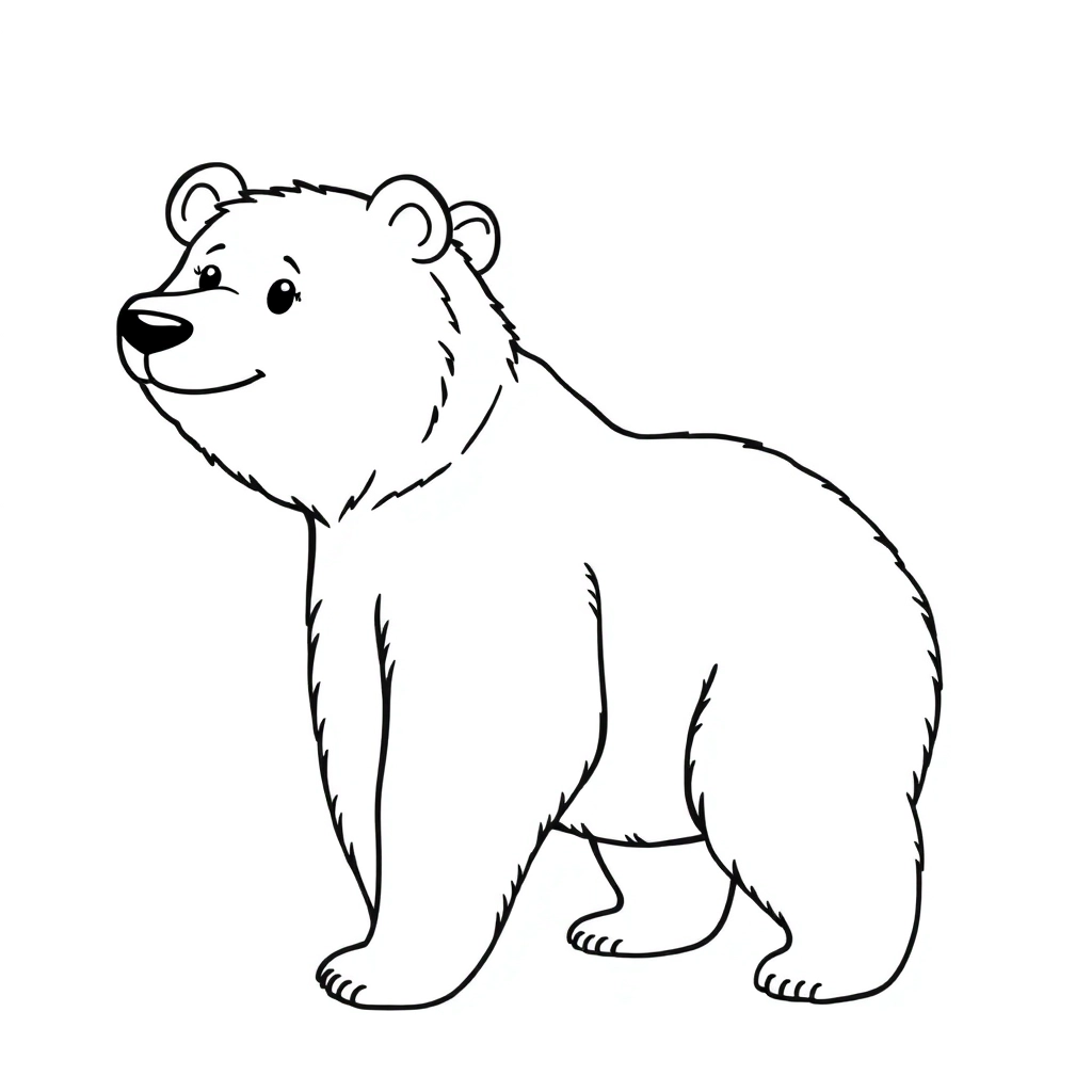 Draw a simple outline of a standing cartoon brown bear  Páginas para Colorear