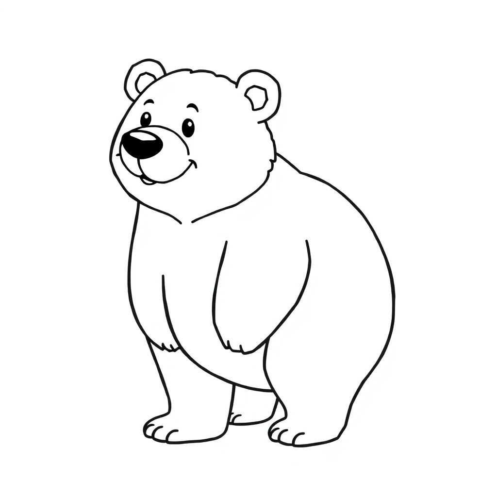 Draw a simple outline of a standing cartoon brown bear  Páginas para Colorear