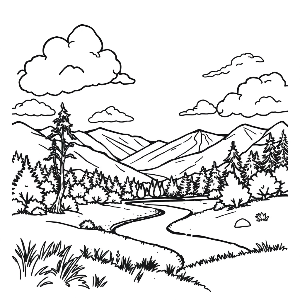 山水画 Páginas para Colorear