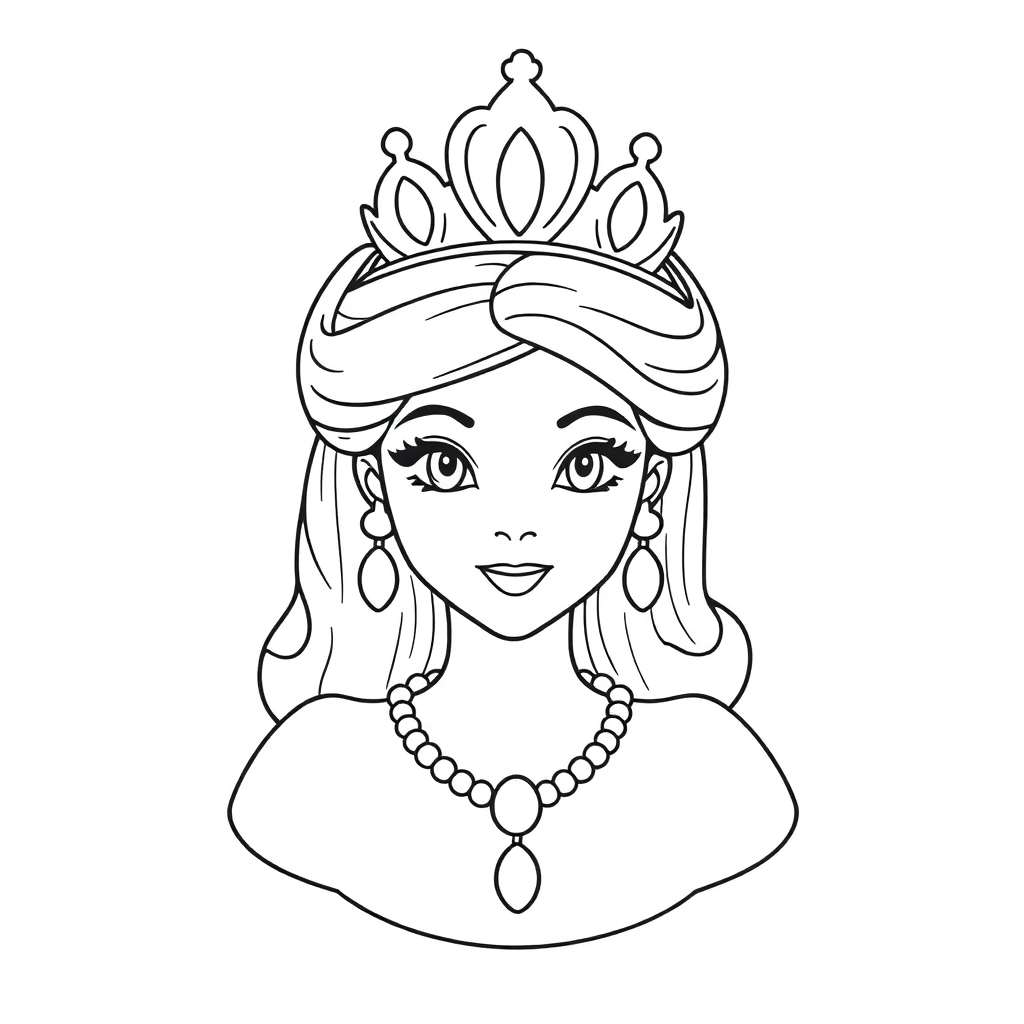 Disney princess wearing tiara and earrings and a wand صفحات التلوين