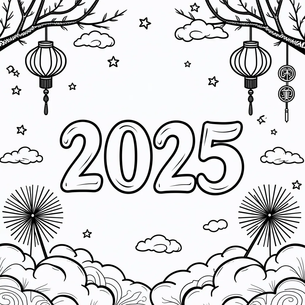 Describing coloring pages around happy new year's coloring pages