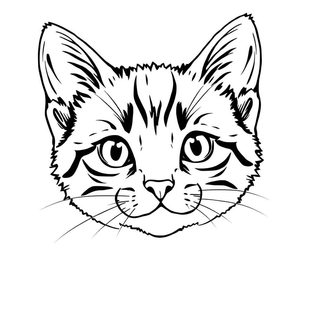 可爱的小猫头部 صفحات التلوين