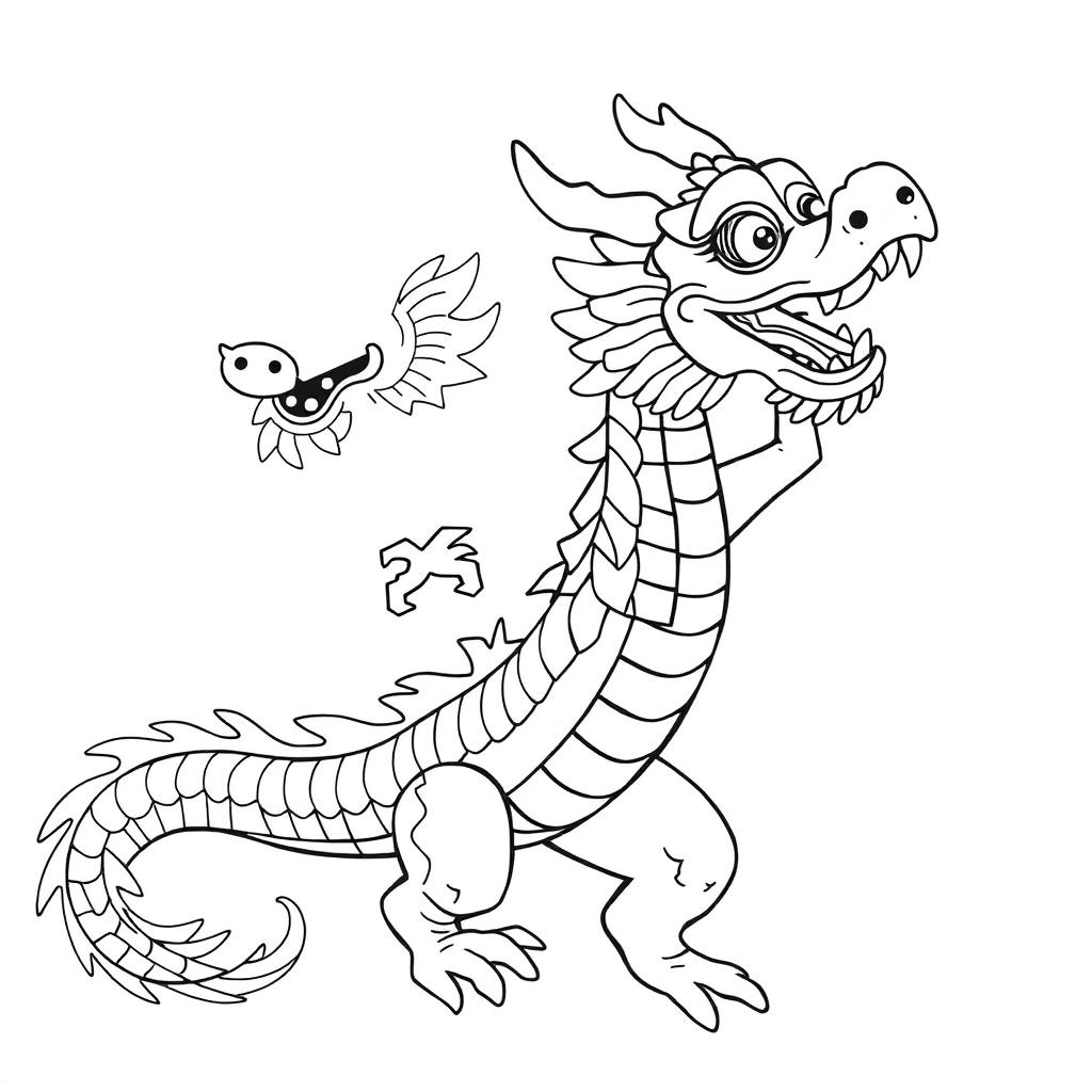 Chinese dragon dance Páginas para Colorear