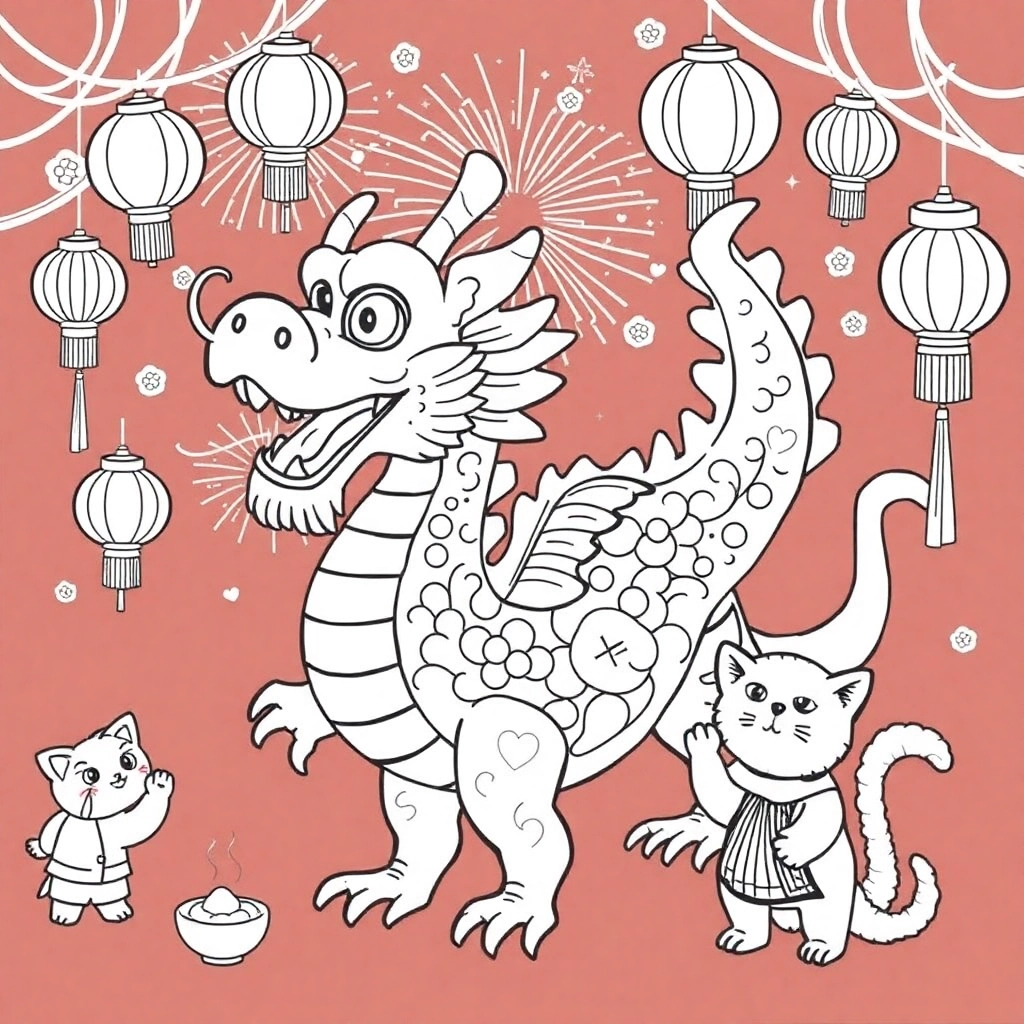 Chinese New Year Páginas para Colorear